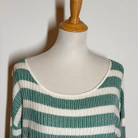BB Dakota Jack Green White Black Striped Lightweight Sweater Sz S NWT - Picture 4 of 9